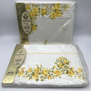 Cannon Royal Family Majestic Yellow Roses Double Flat Sheet Pillowcases